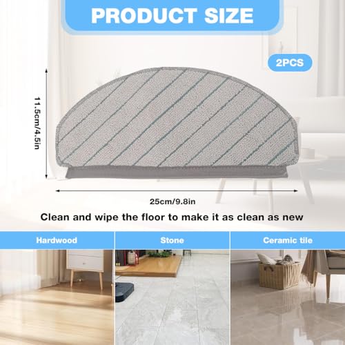 HASTHIP® 2Pcs Replenishment Kit, Microfiber Mop Cloths Replacement Parts for Ecovacs N20 Pro/N20 Robot Vacuum Cleaner for Hard Wood Floor Floor, Replacement Accessories Efficient Dust & Dirt Removal - Image 2