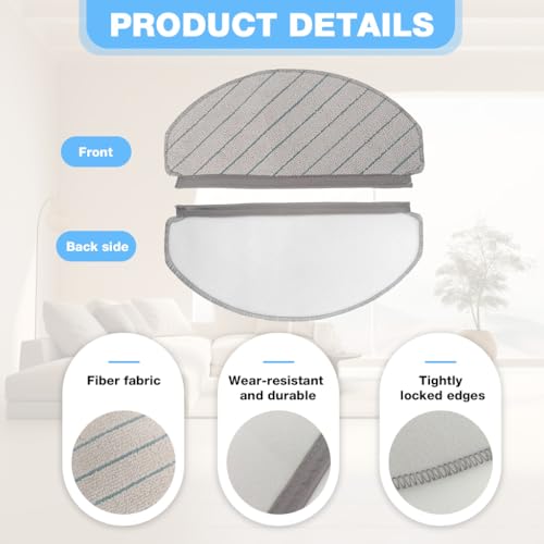 HASTHIP® 2Pcs Replenishment Kit, Microfiber Mop Cloths Replacement Parts for Ecovacs N20 Pro/N20 Robot Vacuum Cleaner for Hard Wood Floor Floor, Replacement Accessories Efficient Dust & Dirt Removal - Image 3