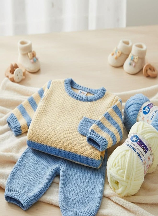 ProKart Super Stitch Knit Yarn | 200g Combo Pack | Blankie Wool, Plush & Cuddly, Chenille Yarn Supersoft Hand Knitting Wool Ball | Suitable for Hand Knitting and Crocheting for Baby, Blankets, Babywear & Craft - 2 Balls (1 Ball/100 Gram Each) (White & Baby Blue) - Image 4