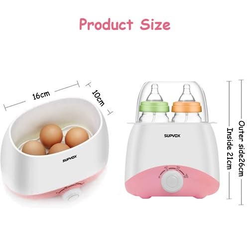 Supvox® Bottle Warmer for Babies Milk Electric 6 in 1 Sterilizer for Feeding Bottles with 8-15 Mins Fast Warming, 24H Keep Warm Food Heating Timer Adjustable Temp Baby Bottle Sterilizer Machine(Pink) - Image 3