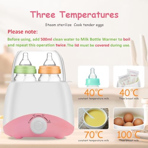 Supvox® Bottle Warmer for Babies Milk Electric 6 in 1 Sterilizer for Feeding Bottles with 8-15 Mins Fast Warming, 24H Keep Warm Food Heating Timer Adjustable Temp Baby Bottle Sterilizer Machine(Pink) - Image 2