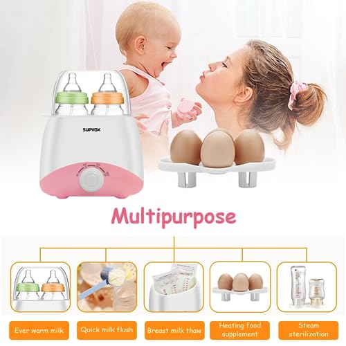 Supvox® Bottle Warmer for Babies Milk Electric 6 in 1 Sterilizer for Feeding Bottles with 8-15 Mins Fast Warming, 24H Keep Warm Food Heating Timer Adjustable Temp Baby Bottle Sterilizer Machine(Pink) - Image 5