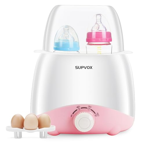 Supvox® Bottle Warmer for Babies Milk Electric 6 in 1 Sterilizer for Feeding Bottles with 8-15 Mins Fast Warming, 24H Keep Warm Food Heating Timer Adjustable Temp Baby Bottle Sterilizer Machine(Pink) - Image 1