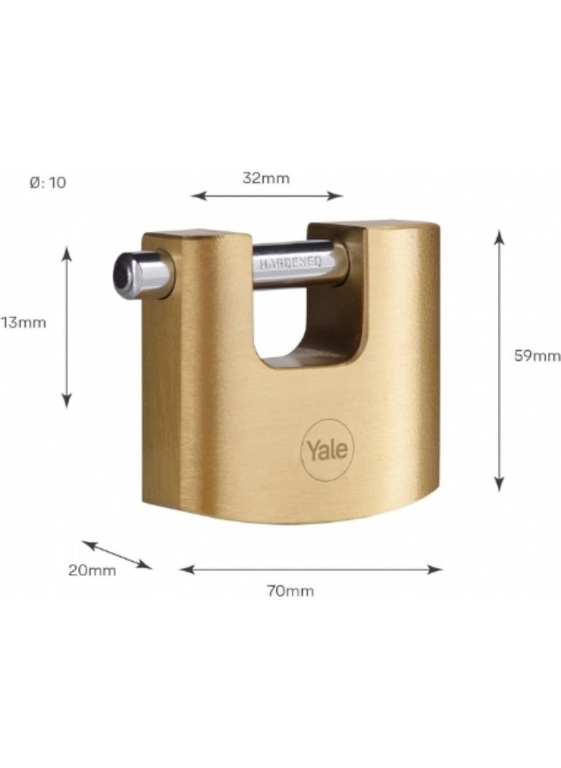 Yale Oval Sliding Pin Brass Padlock 70 mm  - Image 5