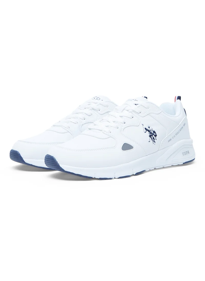 U.S. Polo Assn. Men's White Low-Top Casual Sneakers with Iconic Branding for a Clean Look