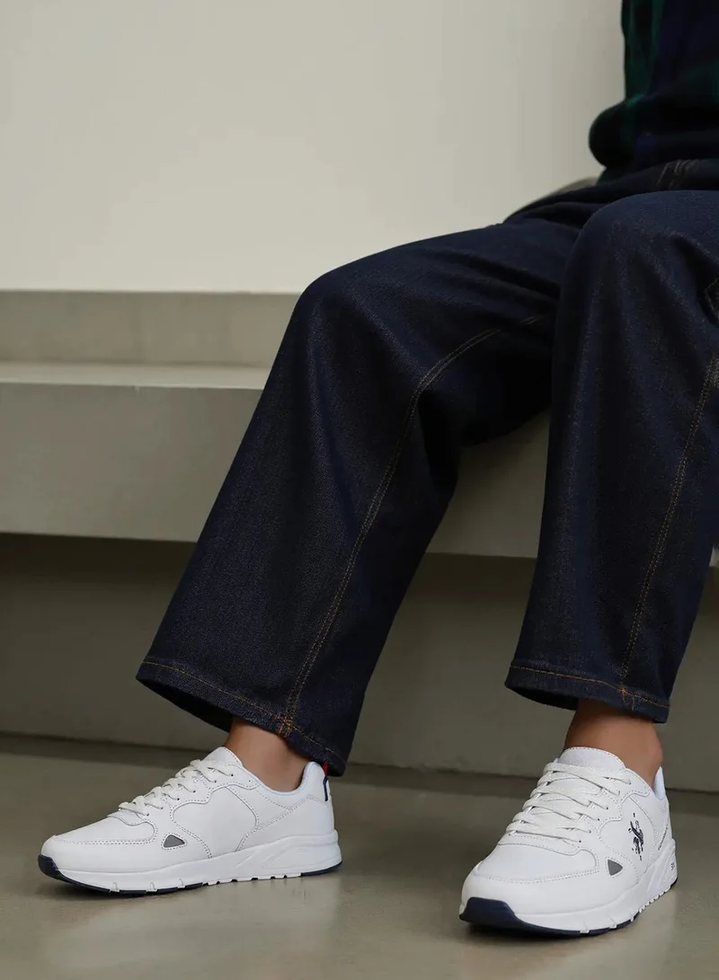 U.S. Polo Assn. Men's White Low-Top Casual Sneakers with Iconic Branding for a Clean Look