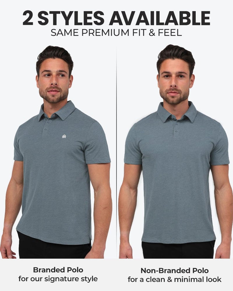 INTO THE AM Polo Shirts for Men Fitted Short Sleeve Collared Shirt Men Soft Cotton Blend Mens Polos (Black, Large) - Image 2