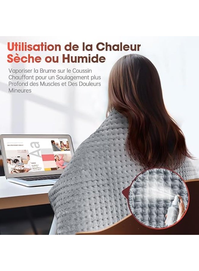وسادة تدفئة كهربائية عملاقة (100 × 50 سم) – تغطية كاملة للجسم لتخفيف آلام الظهر، الأكتاف والرقبة – تسخين سريع مع 4 إعدادات للمؤقت – بطانية حرارية ناعمة جداً وقابلة للغسل - Image 3