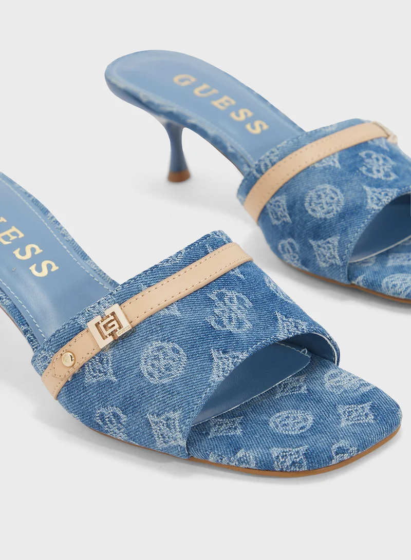 GUESS Single Strap Mid Heel Sandals