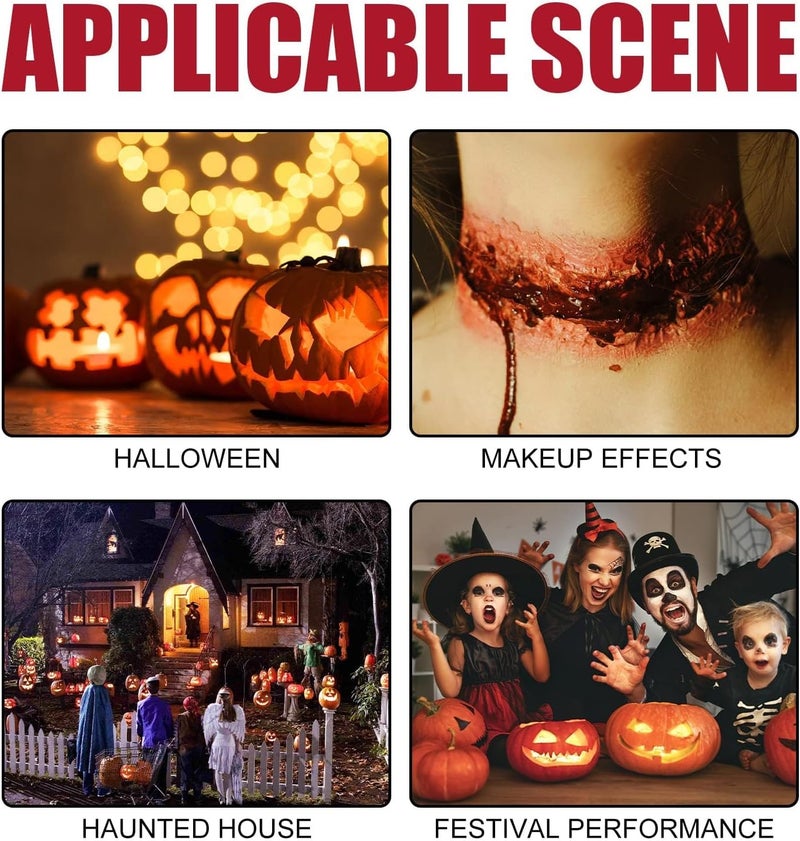Special Effects Halloween Makeup Set, Makeup Kit- Skin Wax+Scratch Sponge*3+Adjust The Knife+Plasma Spray+Scarring Water+Blood Cream, Suitable for Halloween, Festival Stage, Cosplay - Image 3