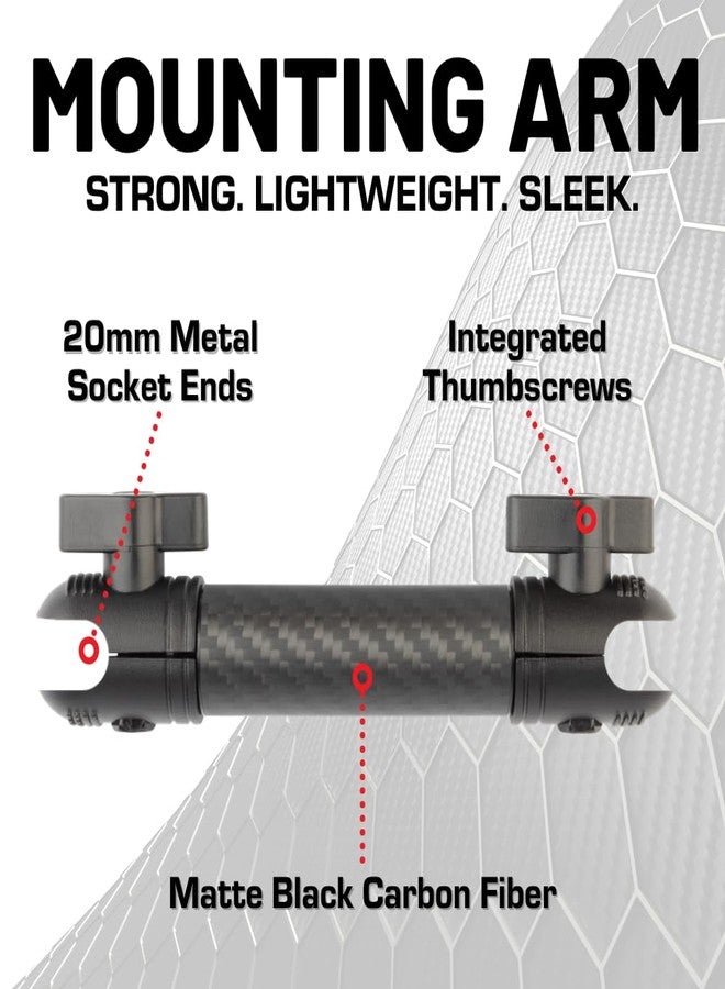 Bulletpoint Mounting Solutions Dash Mount 5.9" Arm Compatible with iPhone and Android Smartphones - Fits 20mm Attachment Ball (Matte Black Carbon Fiber) - Image 2