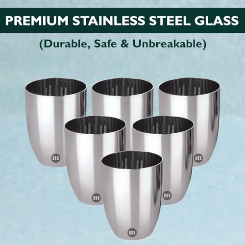 MARU Mini Double Wall Tea Glasses Set, Small Stainless Steel Cups with Lids Coaster - 120ml Each, Small Steel Glass for Kids and Adults, Ideal Chai, Milk & Coffee (Set of 6 (Single Wall), 300ml) - Image 4