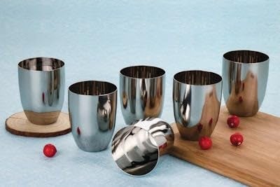 MARU Mini Double Wall Tea Glasses Set, Small Stainless Steel Cups with Lids Coaster - 120ml Each, Small Steel Glass for Kids and Adults, Ideal Chai, Milk & Coffee (Set of 6 (Single Wall), 300ml) - Image 5