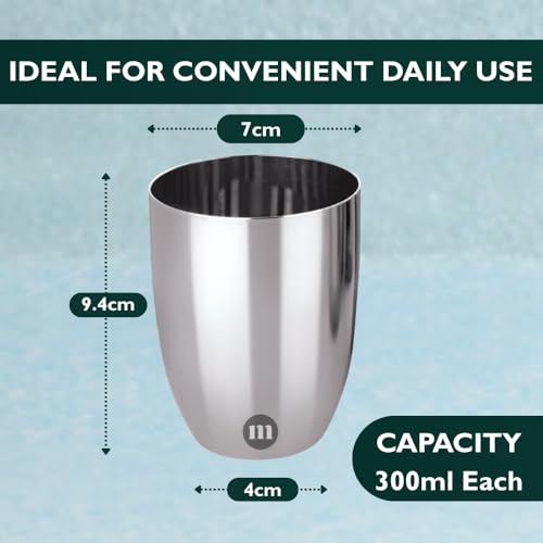 MARU Mini Double Wall Tea Glasses Set, Small Stainless Steel Cups with Lids Coaster - 120ml Each, Small Steel Glass for Kids and Adults, Ideal Chai, Milk & Coffee (Set of 6 (Single Wall), 300ml) - Image 2