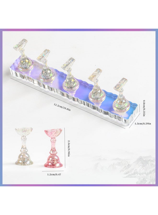 Bqan 2 Set Nail Holder For Painting Nails, Aurora Acrylic Nail Stand For Press On / Fake Nail Tips Training / Nails Display With 96 Pcs Reusable Adhesive Putty - Image 2