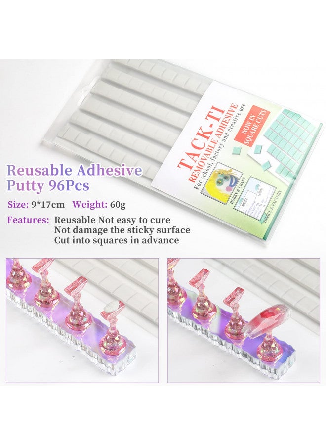 Bqan 2 Set Nail Holder For Painting Nails, Aurora Acrylic Nail Stand For Press On / Fake Nail Tips Training / Nails Display With 96 Pcs Reusable Adhesive Putty - Image 3