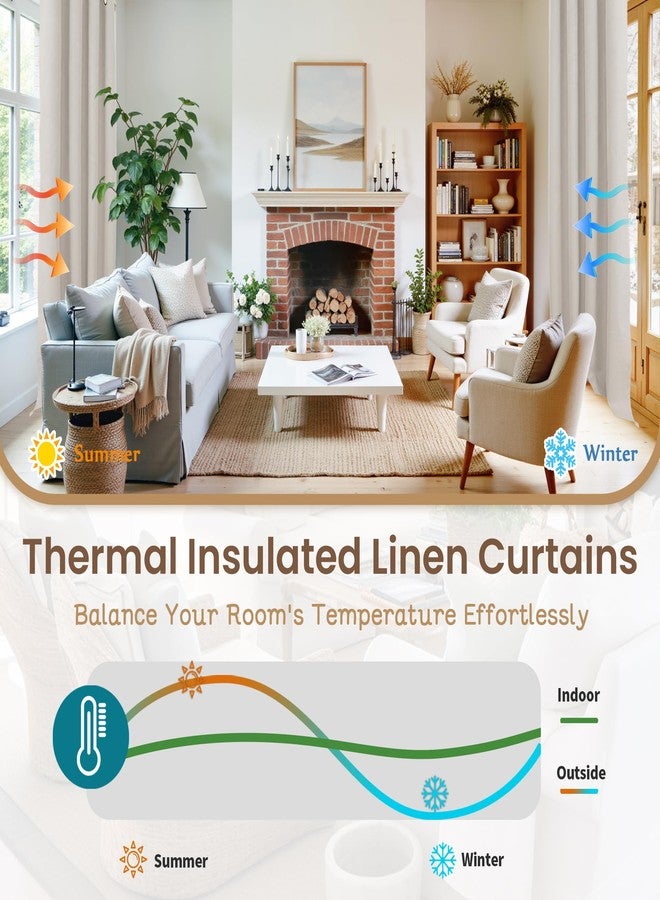 BGment Black Out Curtains for Bedroom 63 Inch Long - Linen Textured Thermal Insulated Total Sunlight Blocking Lightweight Bronze Grommet Window Drapes for Living Room, 2 Panels, 52 x 63 Inch, Natural - Image 5
