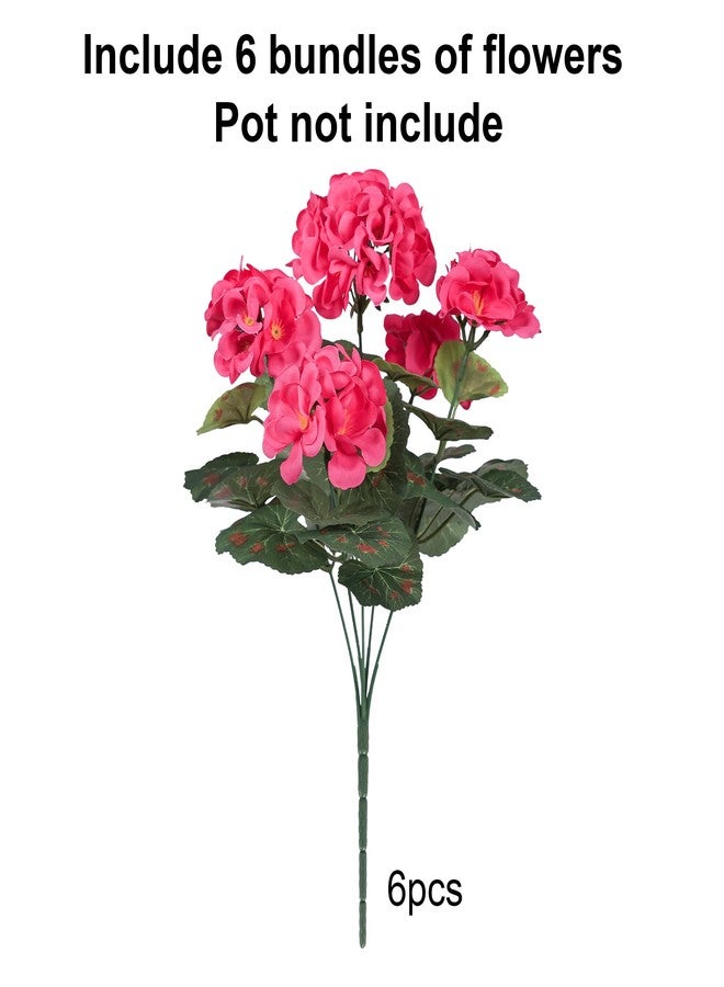HyeFlora Artificial Geranium Fake Flowers for Outdoors Decoration, 6 Bundles Silk Geraniums Flower UV Resistant Look Real Faux Plants for Outside Planter Front Door Garden Patio Balcony Yard Home, Hot Pink - Image 4