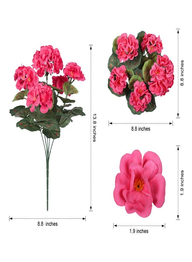 HyeFlora Artificial Geranium Fake Flowers for Outdoors Decoration, 6 Bundles Silk Geraniums Flower UV Resistant Look Real Faux Plants for Outside Planter Front Door Garden Patio Balcony Yard Home, Hot Pink - Image 5