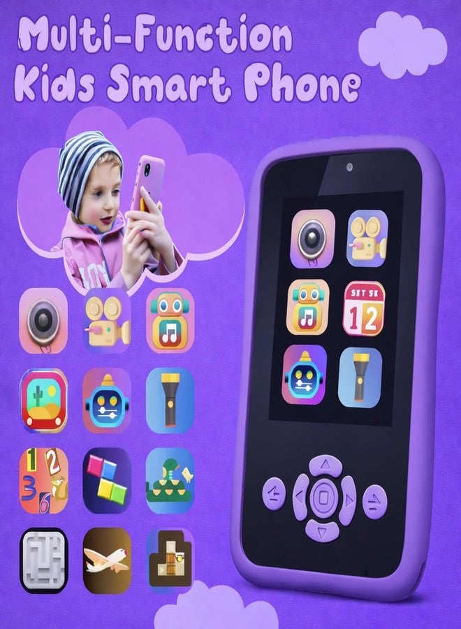 Brand Conquer Kids Mobile with Digital Camera 2.4” IPS Screen, 1080P HD Video, 40MP Photo, Flash Light, 6 Games, MP3 Player, Type-C Port, 32GB Expandable, Silicone Cover with Rope & Cable (Purple) - Image 3