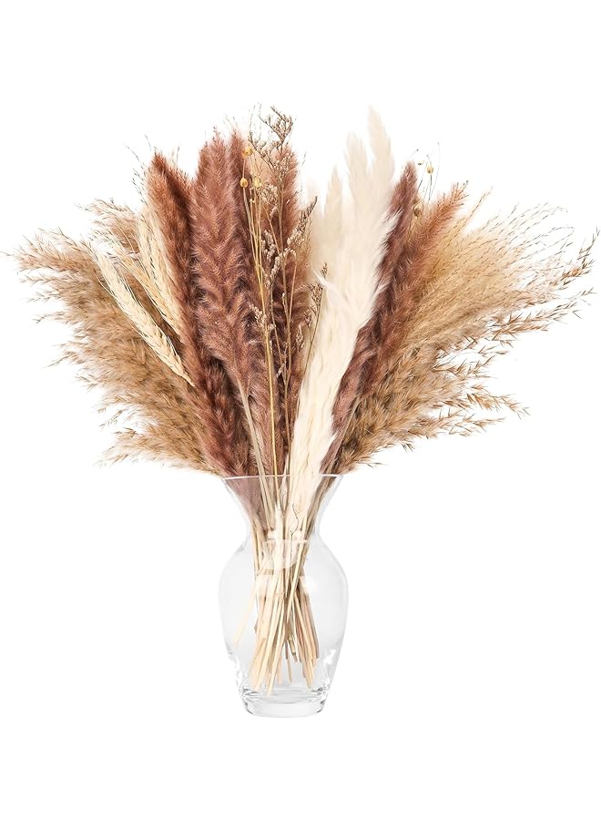 Arabest Pampas Grass Decor Decor Bouquet 60Pcs Natural Dried Flowers Natural Plants For Home Decor Wedding Dried Flower Arrangements 15Pcs White Pampas And 15Pcs Brown Pampas And 30Pcs Reed Grass  - Image 1