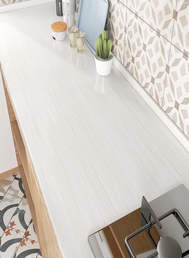 WESTICK White Wood Contact Paper for Cabinets Peel and Stick Countertops Waterproof White Wood Peel and Stick Wallpaper Self Adhesive White Wood Wallpaper for Bedroom Walls Wooden Vinyl 15.8" x 196" - Image 2