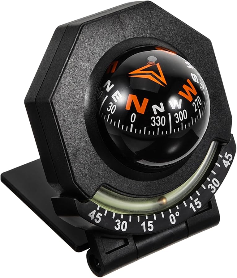 بوصلة كروية قابلة للطي لسيارة لوحة القيادة مع حامل لاصق للسيارة والسفر في الهواء الطلق - Image 1