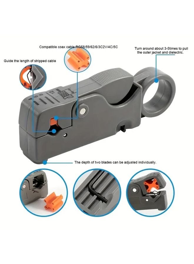 Grey Multifunctional Rotary Wire Stripping Tool High Strength Cable Cutter 4 6 8 12 AWG - Image 5