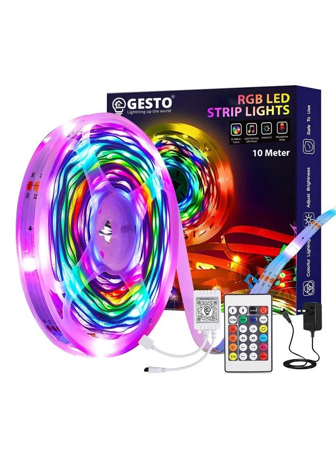 Gesto 10 Meter LED Strip Lights - 300 Led RGB Strip Light with Adaptor | Operated with 16 Modes Remote Controller | Multicolor LED Lights for Home Decoration, Bedroom,Diwali Decoration & False Ceiling - Image 1