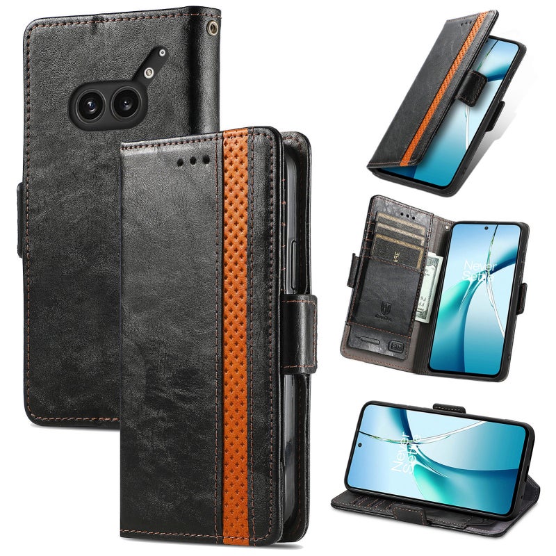 HuHa Protective Cover For Nothing Phone 2a Plus CaseNeo Splicing Dual Magnetic Buckle Leather Phone Case(Black) - Image 1