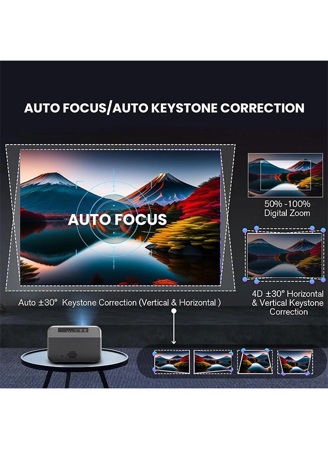 Bukela - 4K Projector with 5G WiFi and Bluetooth 5.3, 1000ANSI Movie Projector, Native 1080P Full HD Video Projector, Auto Keystone Correction home theater H10[Android/Auto focus] - Image 1