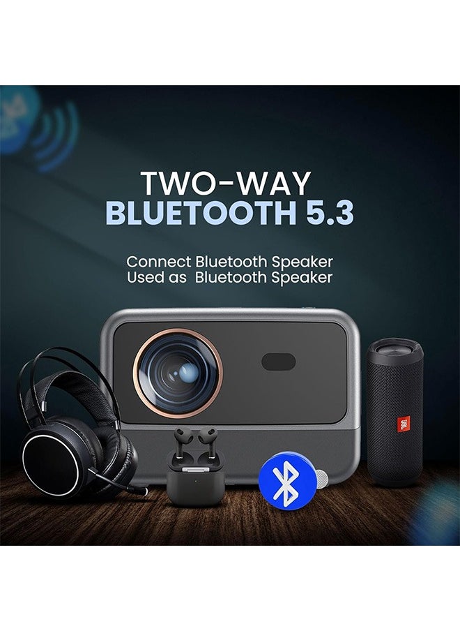 Bukela - 4K Projector with 5G WiFi and Bluetooth 5.3, 1000ANSI Movie Projector, Native 1080P Full HD Video Projector, Auto Keystone Correction home theater H10[Android/Auto focus] - Image 1