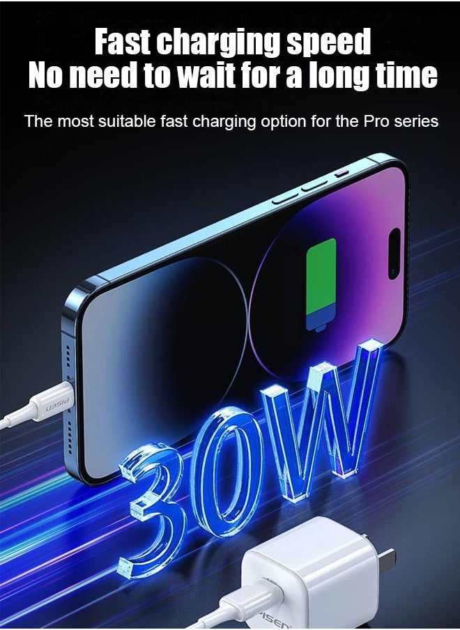 Pisen - Fast Charger for IPhone 14 series, iPhone 13 series, iPhone 12 series, iPhone 11 series, iPhone 8White, PD 30W, Universal Travel Adapter, The Volume Is Very Small For Apple Series Product Plug - Image 1
