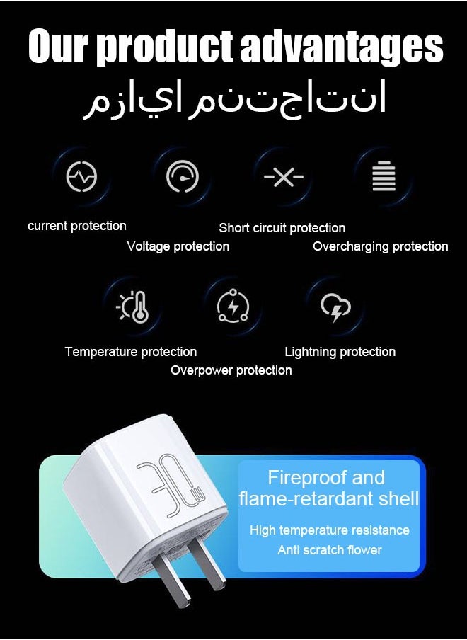 Pisen - Fast Charger for IPhone 14 series, iPhone 13 series, iPhone 12 series, iPhone 11 series, iPhone 8White, PD 30W, Universal Travel Adapter, The Volume Is Very Small For Apple Series Product Plug - Image 1