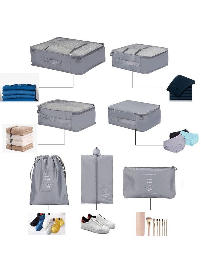 بيت رايس منظم سفر من PETRICE، مكعبات تعبئة للسفر، أساسيات السفر، حقيبة أدوات النظافة، حقائب تعبئة للملابس، منظم سفر للنساء، حقيبة سفر، مكعبات تعبئة منظم سفر (رمادي) - Image 2