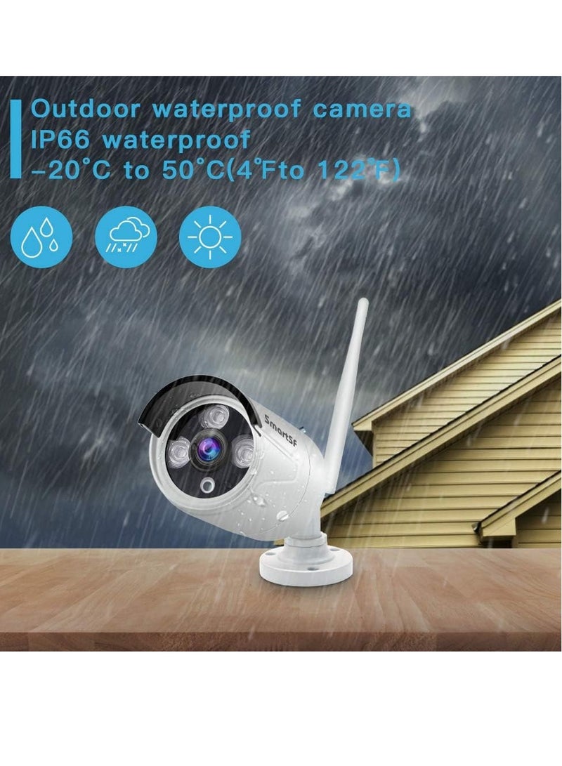 كاميرا مراقبة لاسلكية سمارت اس اف بدقة 1080 بيكسل 4 قنوات وواي فاي وشبكة فيديو، 4 كاميرات بخاصية التوصيل والتشغيل، وخاصية الكشف عن الحركة والرؤية الليلية والتحكم عن بعد ومقاومة للماء بتصنيف IP66 - Image 3