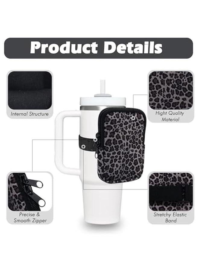 Generic - Water Bottle Pouch Cup Accessories for Women Quencher Adventure IceFlow 20oz 30oz 40oz Tumbler Pouch with Handle Running Pouch Bag for Cards Keys(Leopard) - Image 1