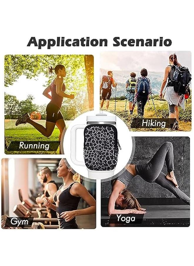 Generic - Water Bottle Pouch Cup Accessories for Women Quencher Adventure IceFlow 20oz 30oz 40oz Tumbler Pouch with Handle Running Pouch Bag for Cards Keys(Leopard) - Image 1
