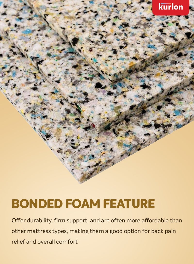 Kurlon Mermaid Mattress | High Resilience (HR) Foam |Rebonded Foam |Medium Firm Support | Memory Foam | Double Size Mattress |200L X 120W X 25H Cms| 10 Yrs Warranty - Image 3
