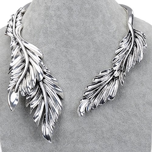 Jerollin Silver Leaf Choker Collar Stainless Steel Statement Necklace Open Choker Bib Necklace African Jewelry - Image 3