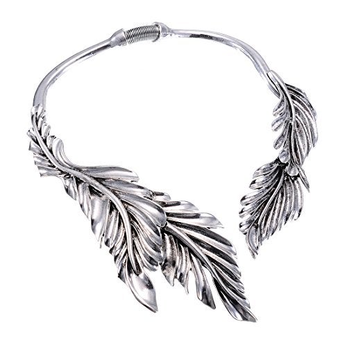 Jerollin Silver Leaf Choker Collar Stainless Steel Statement Necklace Open Choker Bib Necklace African Jewelry - Image 5