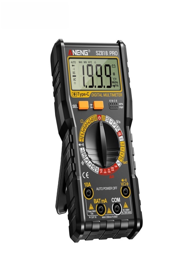 ANENG SZ818 PRO Rechargeable Digital Multimeter - Professional AC/DC Voltage Tester with NCV, Ammeter, Voltmeter Functions - Tests hFE Triode, Capacitor - Electrical Testing Tool - Image 3