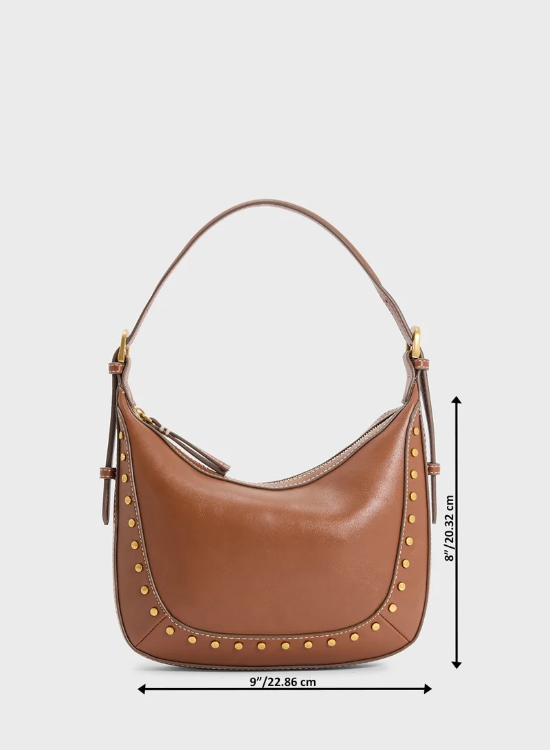 MANGO Small Studded Shoulder Bag