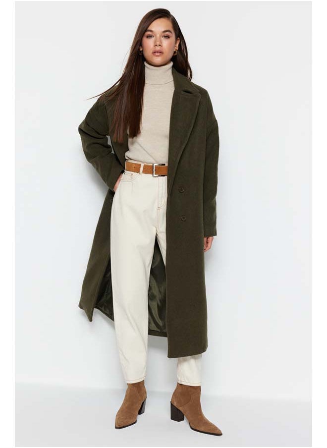 trendyol Khaki Oversize Wide Cut Long Wool Cachet Coat TWOAW21KB0038  - Image 1