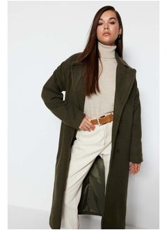 trendyol Khaki Oversize Wide Cut Long Wool Cachet Coat TWOAW21KB0038  - Image 3