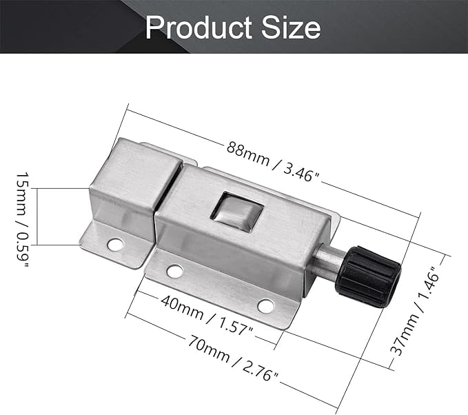 EDBIRET EDBIRET Stainless Steel RingPull SpringLoaded Auto Sliding Latch AntiCollision Door Lock for Safety Door Barrel Bolt 1 pc Silver  - Image 2