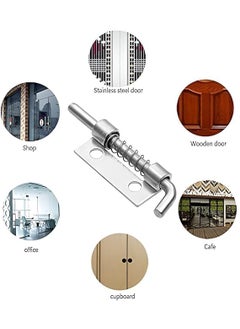 EDBIRET EDBIRET Stainless Steel RingPull SpringLoaded Auto Sliding Latch AntiCollision Door Lock for Safety Door Barrel Bolt 1 pc Silver  - Image 5
