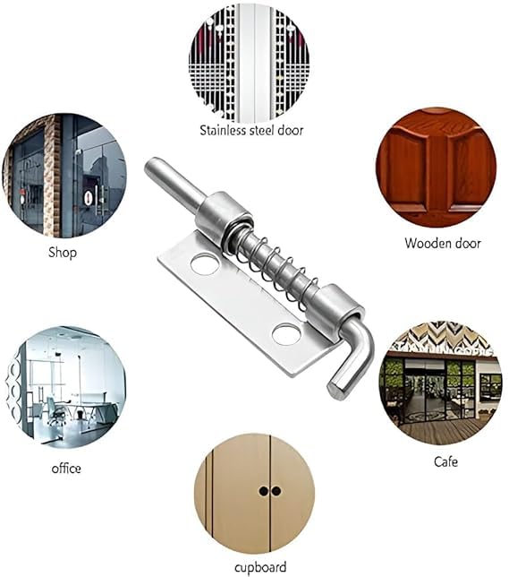EDBIRET EDBIRET Stainless Steel RingPull SpringLoaded Auto Sliding Latch AntiCollision Door Lock for Safety Door Barrel Bolt 1 pc Silver  - Image 5