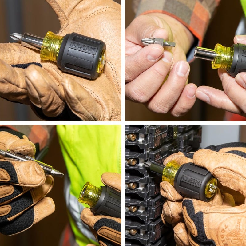 Klein Tools Klein Tools 32561 Multi-Bit Screwdriver / Nut Driver, 6-in-1 Stubby Screwdriver with 2 Phillips, 2 Slotted Bits, 2 Nut Drivers  - Image 3