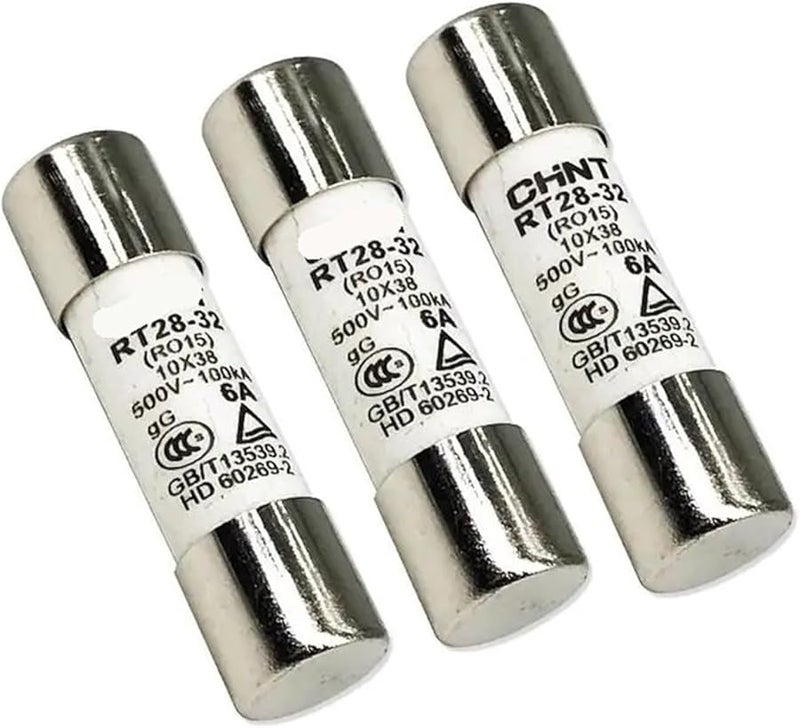 6A 10x38mm DC PV Solar Fuse 500V Silver Metal Alloy for Power System Protection - Image 1